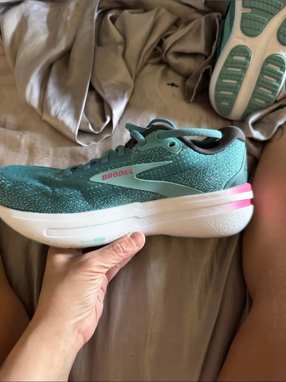 Brooks Women's Teal Running Sneakers with Pink Accents